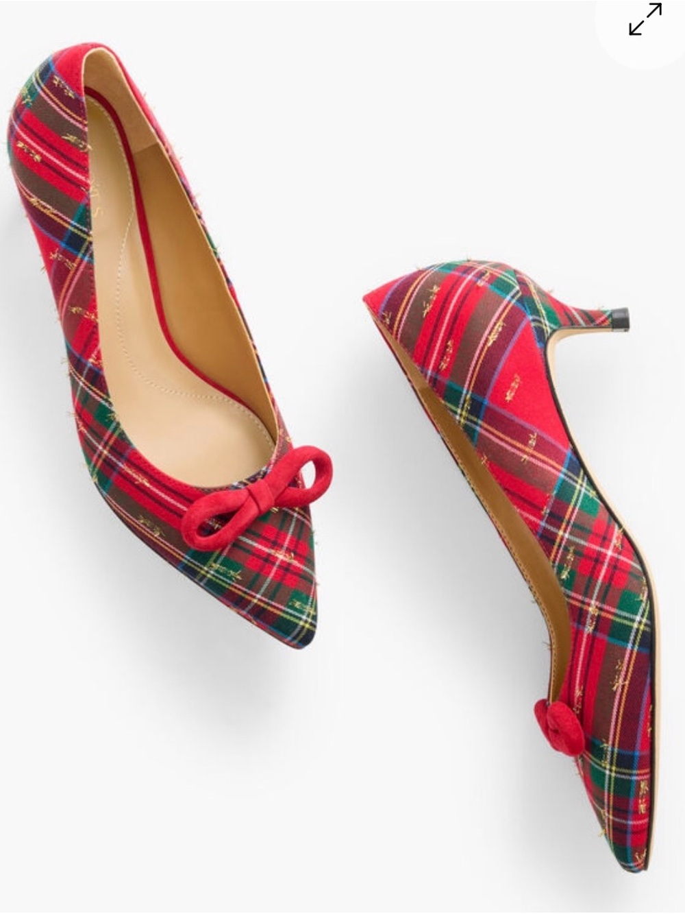 SYLVIE BOW KITTEN HEEL PUMPS - SOLSTICE PLAID